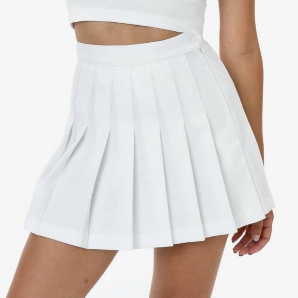 American Apparel White Pleated Skirt
